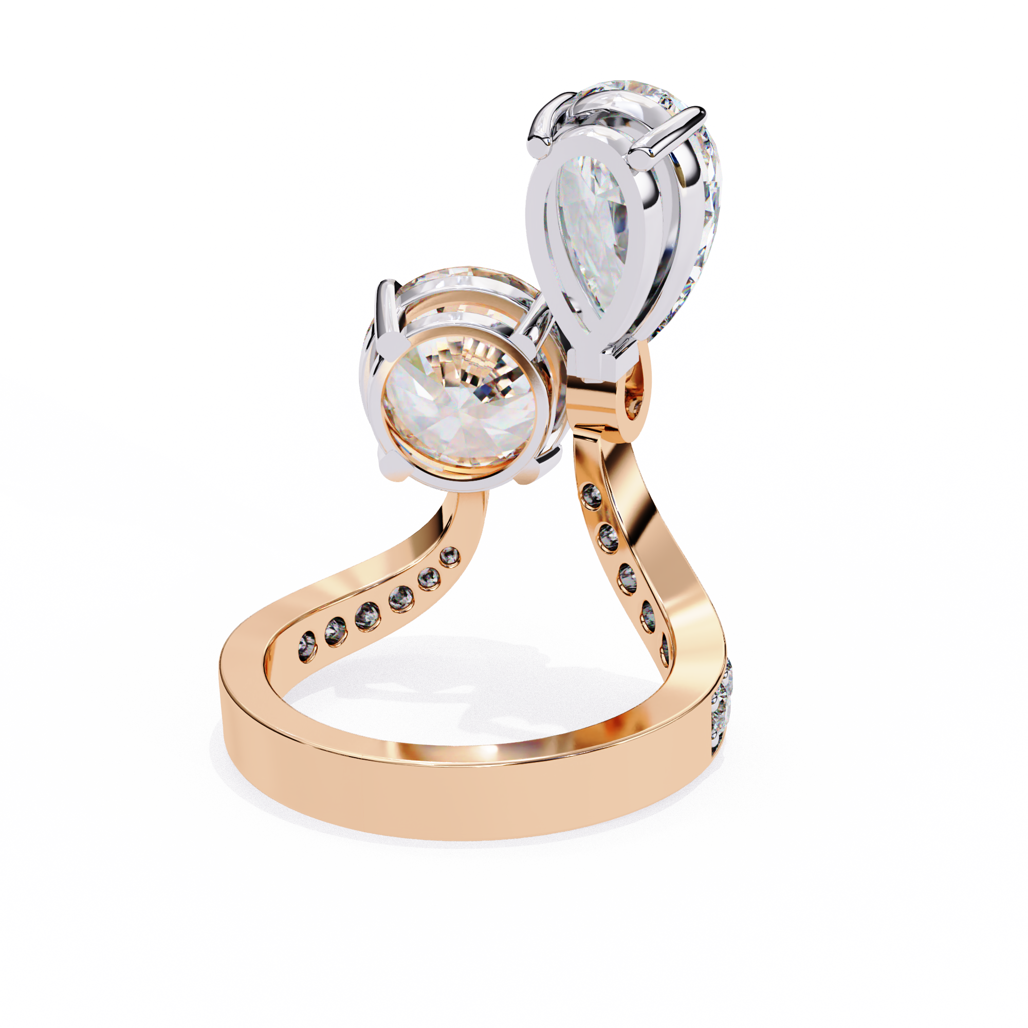 Two Stone Diamond Ring | Pear and Round Cut Toi et Moi Ring | Lab Grown Diamond Engagement Ring | Lustraa’s Toi et Moi Ring