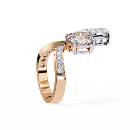 Two Stone Diamond Ring | Pear and Round Cut Toi et Moi Ring | Lab Grown Diamond Engagement Ring | Lustraa’s Toi et Moi Ring