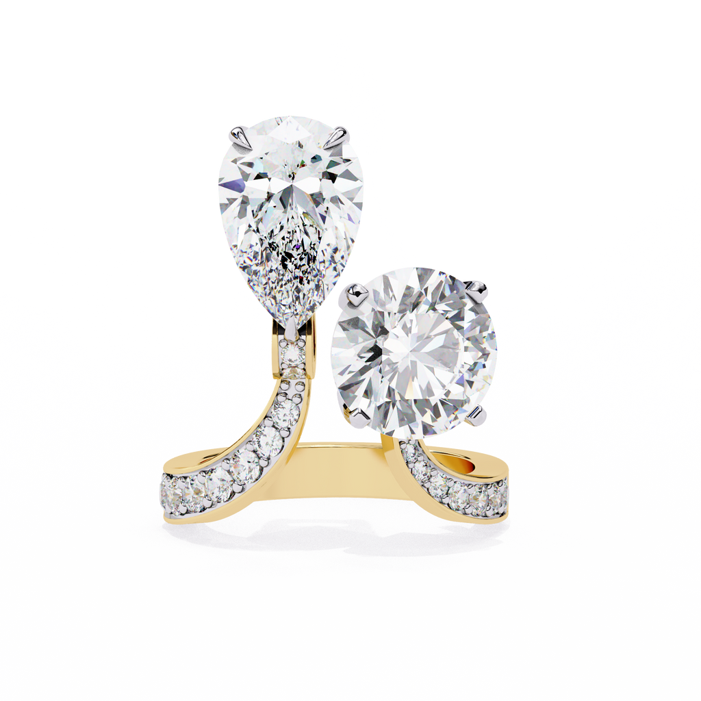 Two Stone Diamond Ring | Pear and Round Cut Toi et Moi Ring | Lab Grown Diamond Engagement Ring | Lustraa’s Toi et Moi Ring