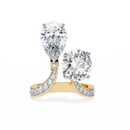 Two Stone Diamond Ring | Pear and Round Cut Toi et Moi Ring | Lab Grown Diamond Engagement Ring | Lustraa’s Toi et Moi Ring