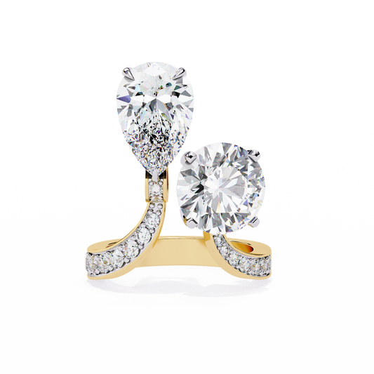 Two Stone Diamond Ring | Pear and Round Cut Toi et Moi Ring | Lab Grown Diamond Engagement Ring | Lustraa’s Toi et Moi Ring