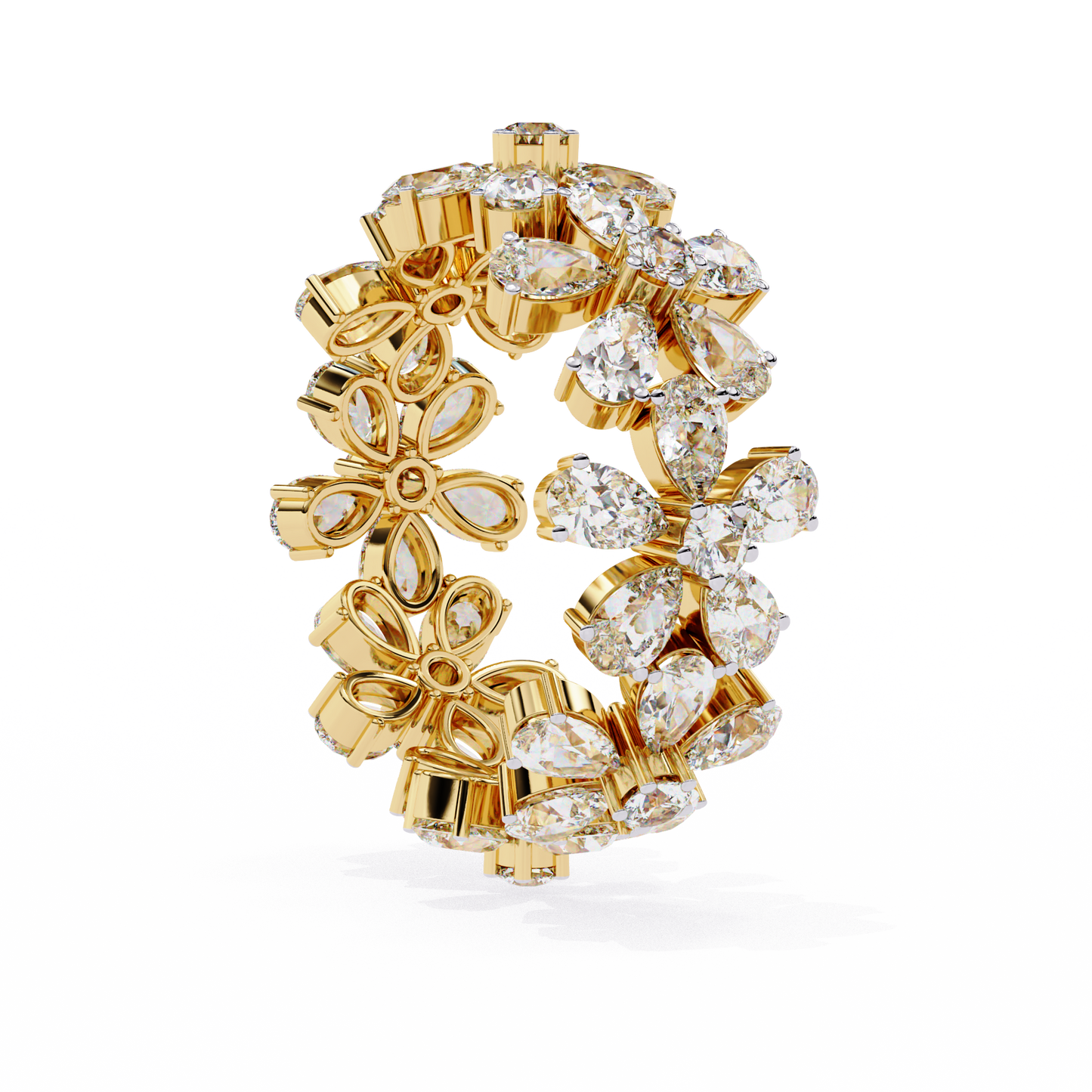 Floral Diamond Eternity Ring | Pear & Round Cut Lab Grown Diamonds | Statement Cocktail Cluster Ring– Lustraa’s Eternity Ring