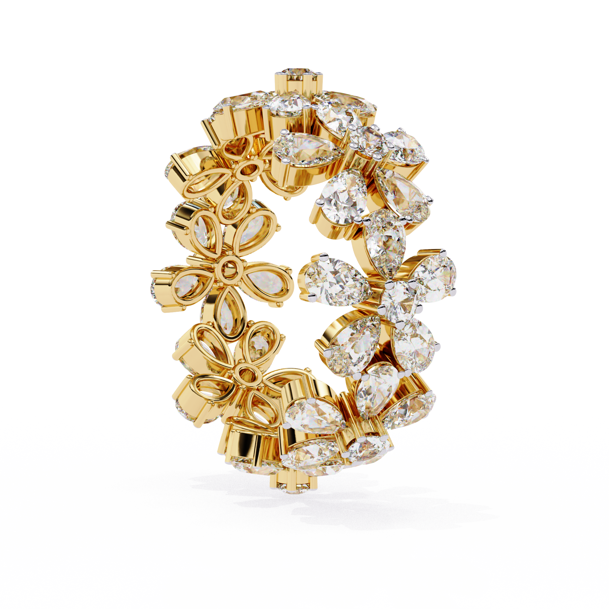 Floral Diamond Eternity Ring – Pear & Round Cut Lab Grown Statement Cocktail Cluster Ring– Lustraa’s Eternity Ring