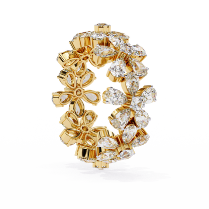 Floral Diamond Eternity Ring | Pear & Round Cut Lab Grown Diamonds | Statement Cocktail Cluster Ring– Lustraa’s Eternity Ring