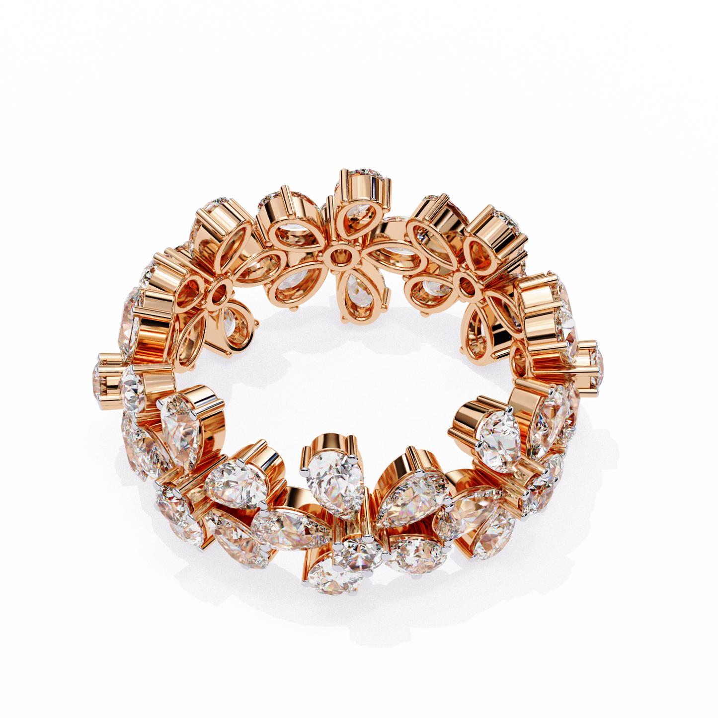 Floral Diamond Eternity Ring | Pear & Round Cut Lab Grown Diamonds | Statement Cocktail Cluster Ring– Lustraa’s Eternity Ring