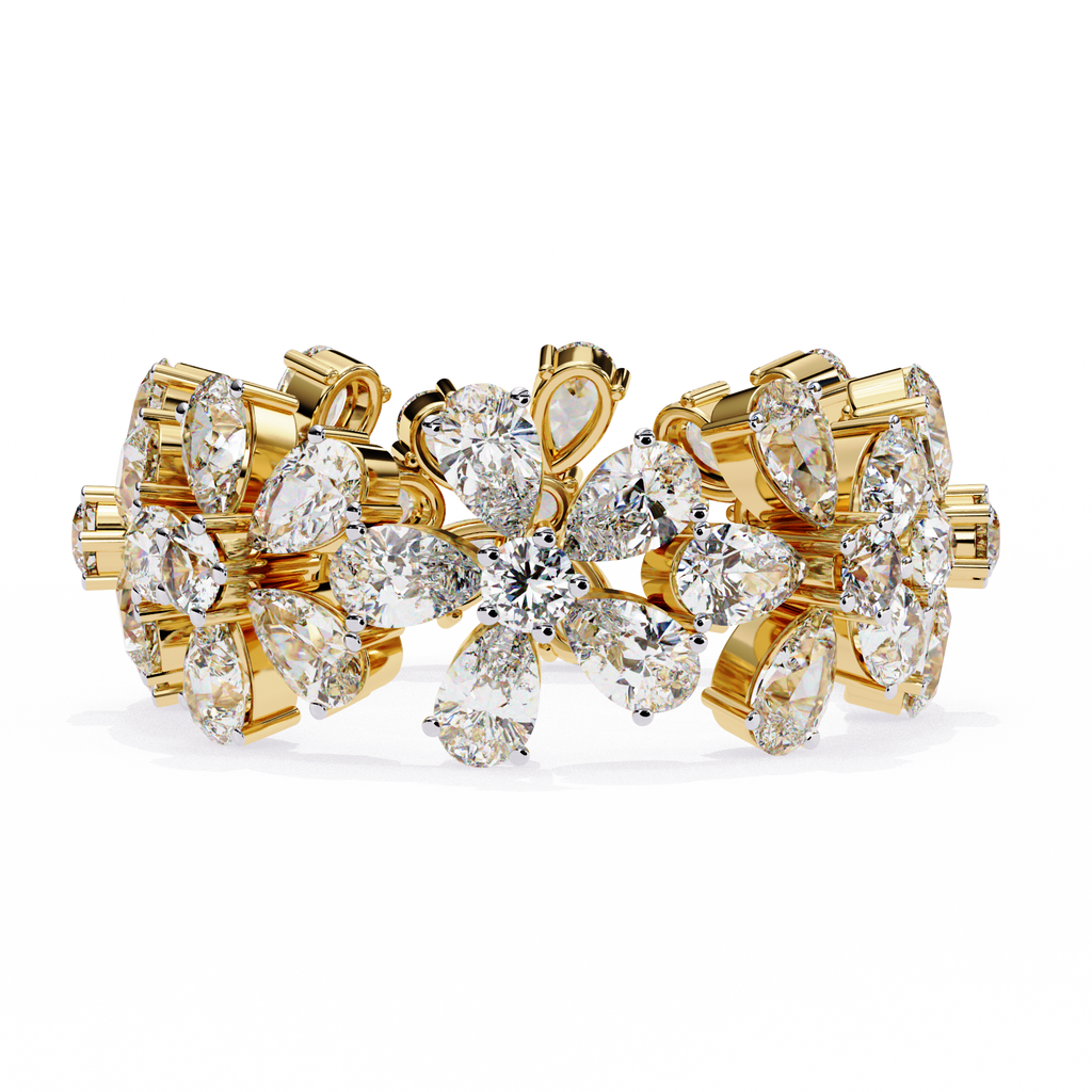 Floral Diamond Eternity Ring – Pear & Round Cut Lab Grown Statement Cocktail Cluster Ring– Lustraa’s Eternity Ring