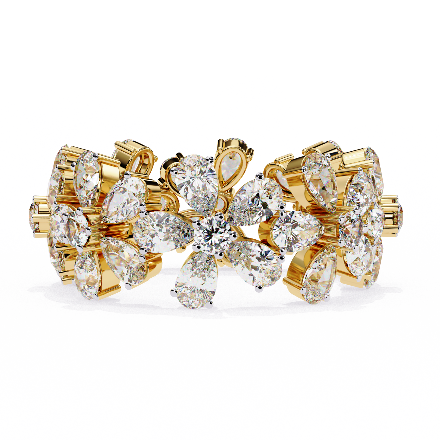 Floral Diamond Eternity Ring | Pear & Round Cut Lab Grown Diamonds | Statement Cocktail Cluster Ring– Lustraa’s Eternity Ring