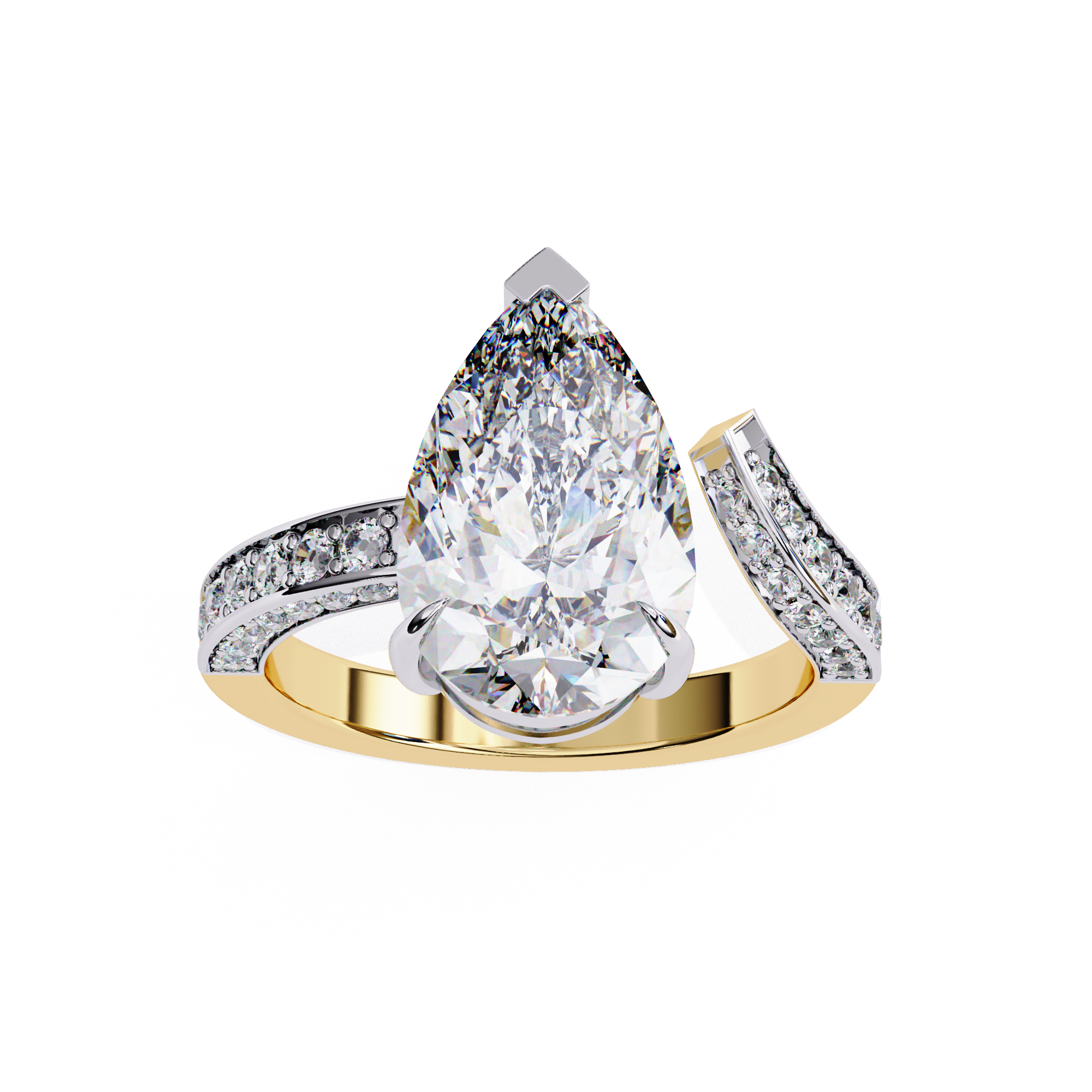 Pear Shaped Diamond Engagement Ring – 3.07 CT Lab Grown Solitaire Ring with Open Band-Lustraa’s Open Band Ring