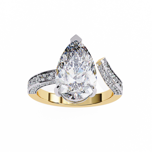 3.07 Carat Pear Shaped Diamond Ring | Lab Grown Solitaire Ring | Open Band Engagement Ring | Lustraa’s Open Band Ring