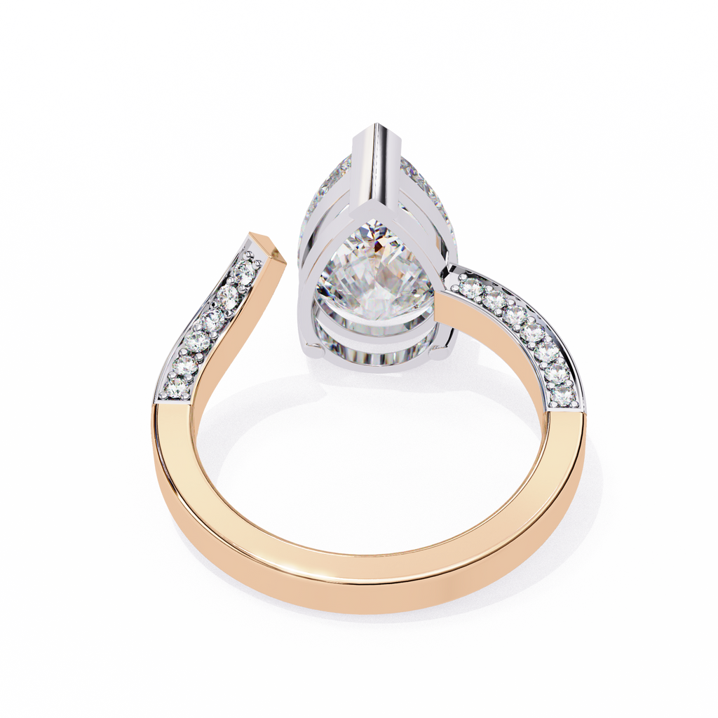 Pear Shaped Diamond Engagement Ring – 3.07 CT Lab Grown Solitaire Ring with Open Band-Lustraa’s Open Band Ring