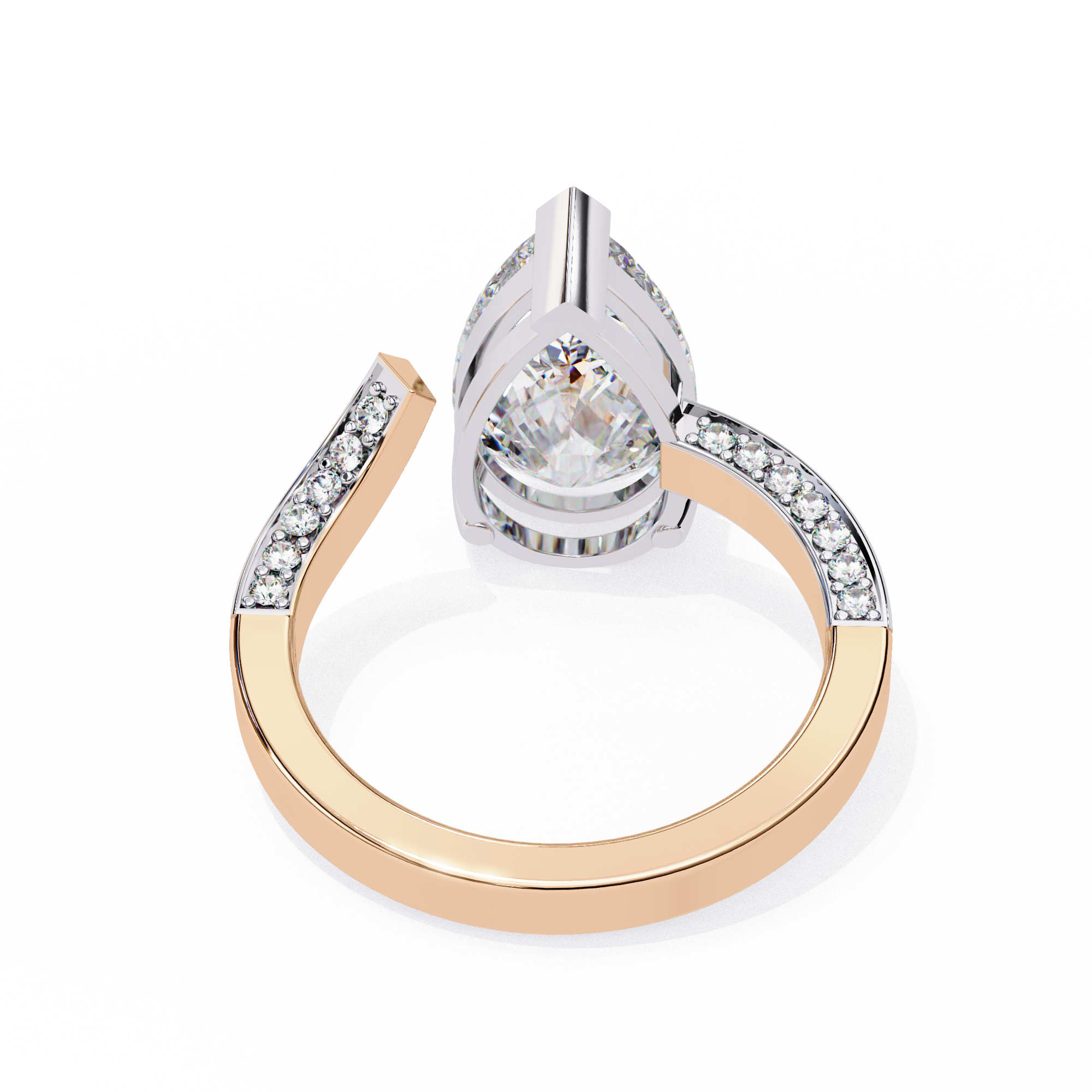 Pear Shaped Diamond Engagement Ring – 3.07 CT Lab Grown Solitaire Ring with Open Band-Lustraa’s Open Band Ring