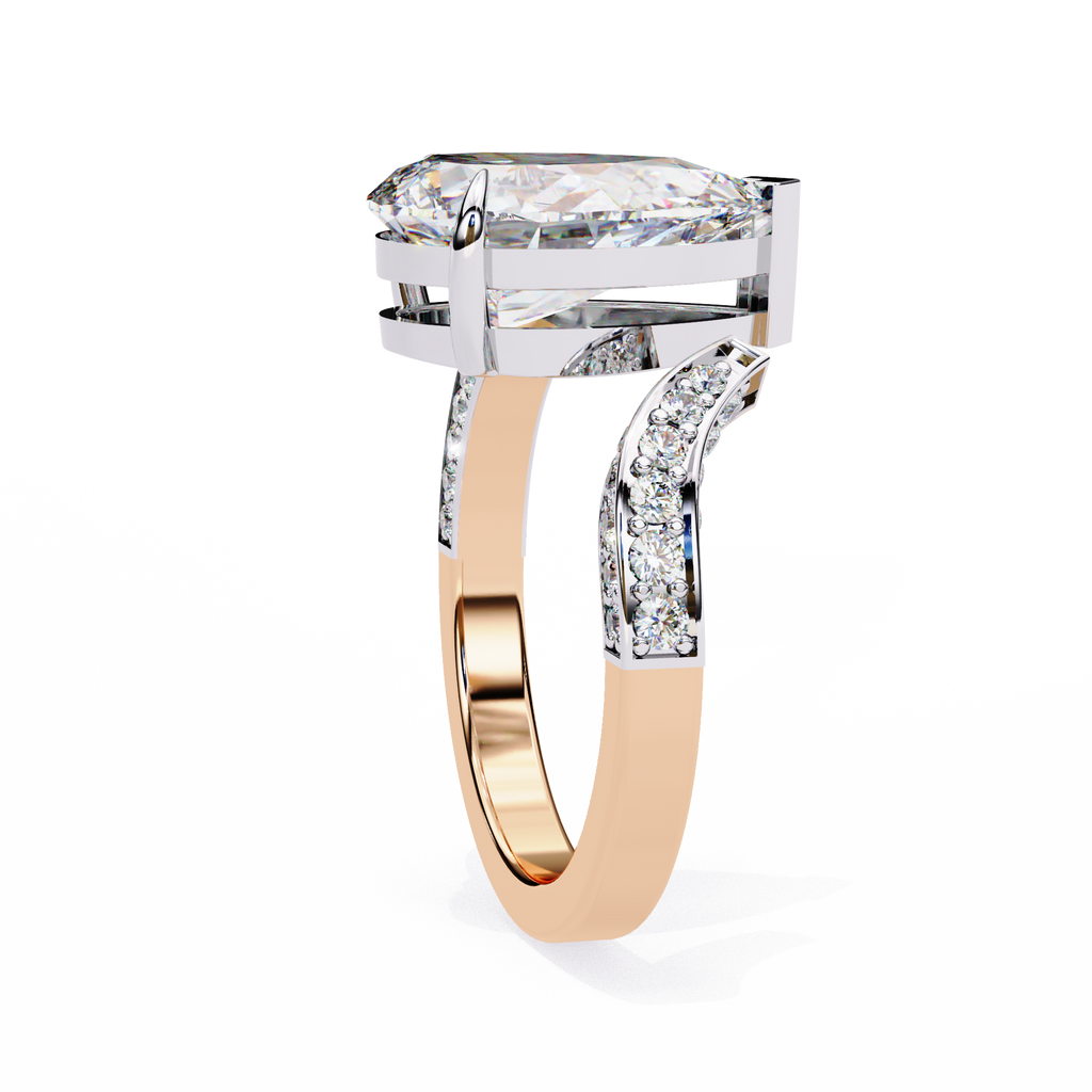 Pear Shaped Diamond Engagement Ring – 3.07 CT Lab Grown Solitaire Ring with Open Band-Lustraa’s Open Band Ring