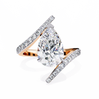 Pear Shaped Diamond Engagement Ring – 3.07 CT Lab Grown Halo Solitaire Ring with Open Band– Lustraa’s Fancy Solitaire Ring