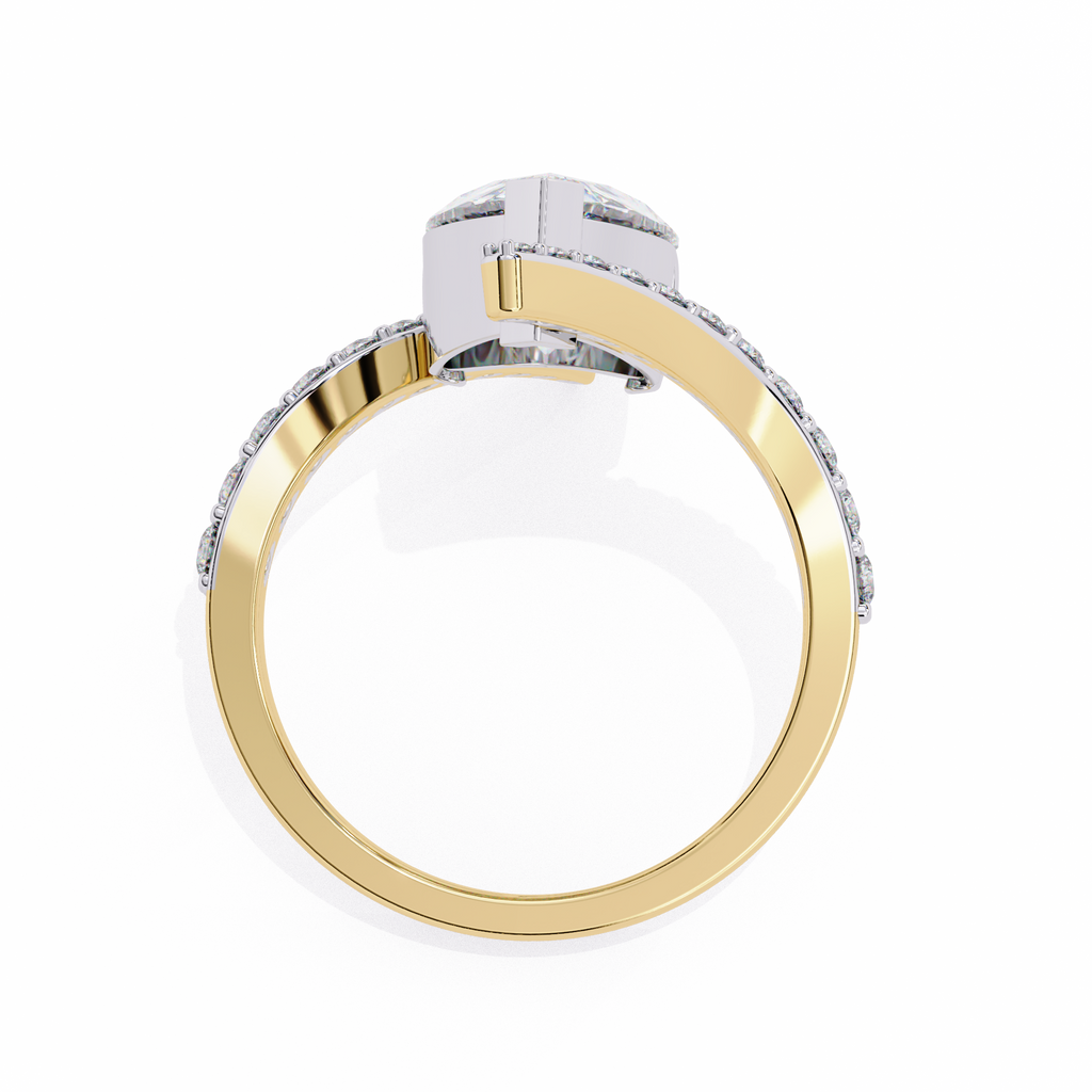 Pear Shaped Diamond Engagement Ring – 3.07 CT Lab Grown Halo Solitaire Ring with Open Band– Lustraa’s Fancy Solitaire Ring