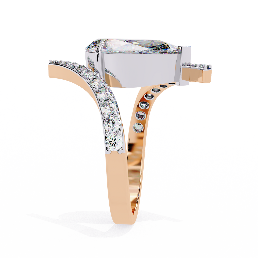 Pear Shaped Diamond Engagement Ring – 3.07 CT Lab Grown Halo Solitaire Ring with Open Band– Lustraa’s Fancy Solitaire Ring