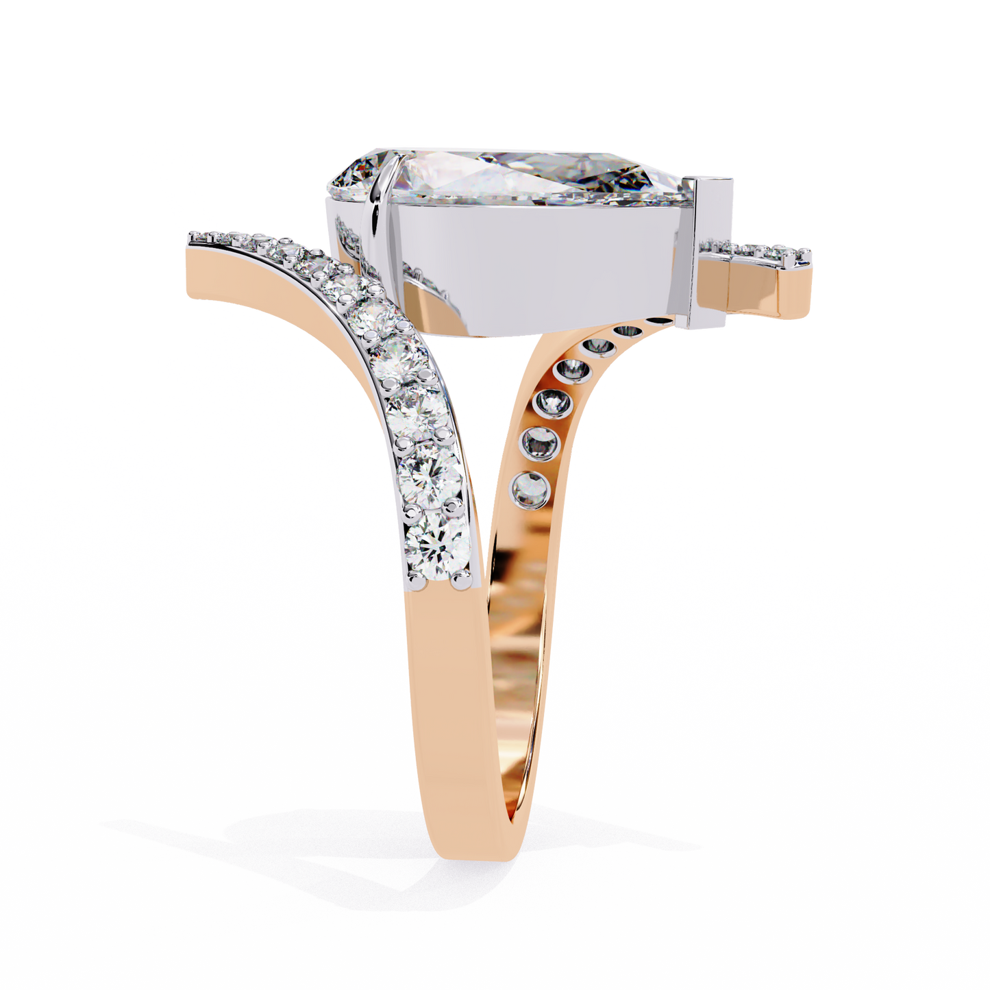 3.07 Carat Pear Shaped Lab Grown Diamond Open Band Halo Solitaire Ring– Lustraa’s Fancy Solitaire Ring