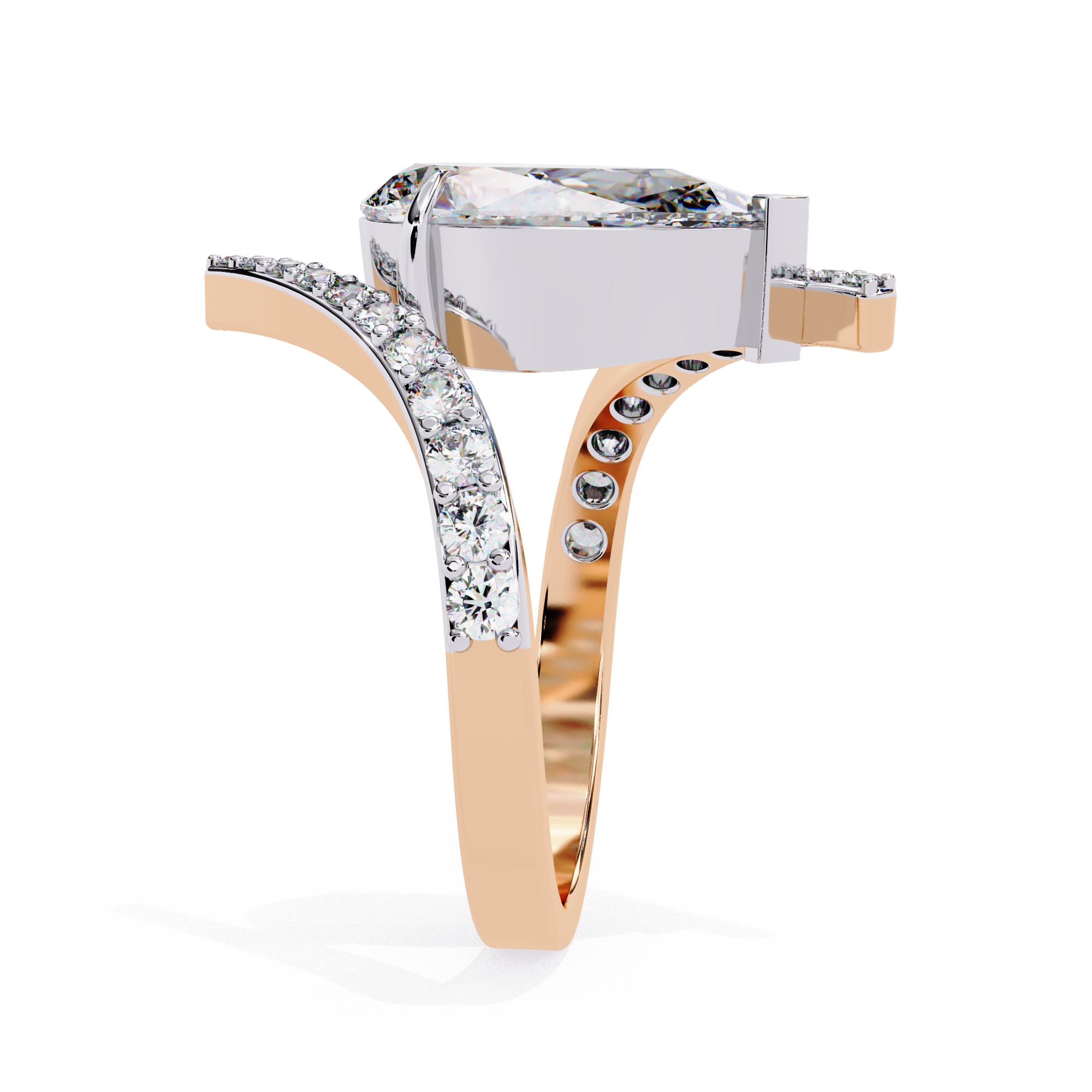 Pear Shaped Diamond Engagement Ring – 3.07 CT Lab Grown Halo Solitaire Ring with Open Band– Lustraa’s Fancy Solitaire Ring