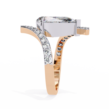 3.07 Carat Pear Shaped Lab Grown Diamond Open Band Halo Solitaire Ring– Lustraa’s Fancy Solitaire Ring