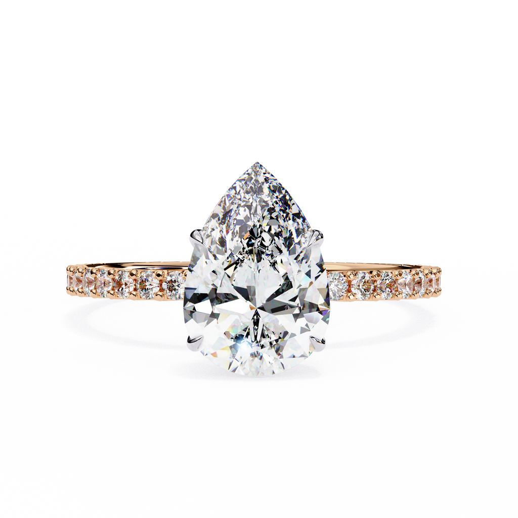 Pear Cut Lab Grown Diamond Engagement Ring – 1.77 CT Hidden Halo Bridal Ring, Solitaire Wedding Jewelry– Lustraa’s Pear Diamond Ring