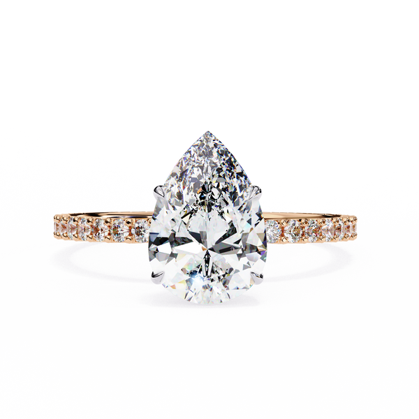 Pear Cut Lab Grown Diamond Engagement Ring – 1.77 CT Hidden Halo Bridal Ring, Solitaire Wedding Jewelry– Lustraa’s Pear Diamond Ring