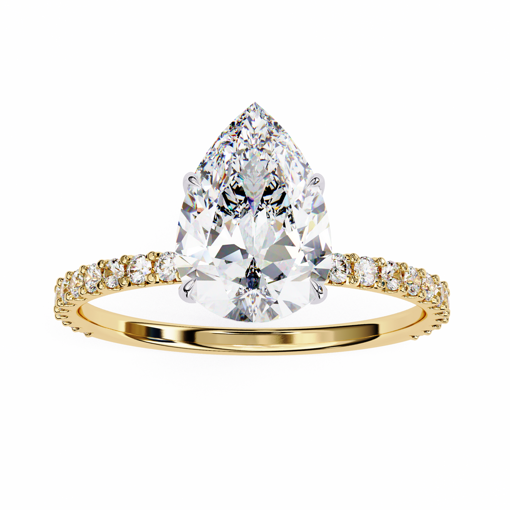 Pear Cut Lab Grown Diamond Engagement Ring – 1.77 CT Hidden Halo Bridal Ring, Solitaire Wedding Jewelry– Lustraa’s Pear Diamond Ring
