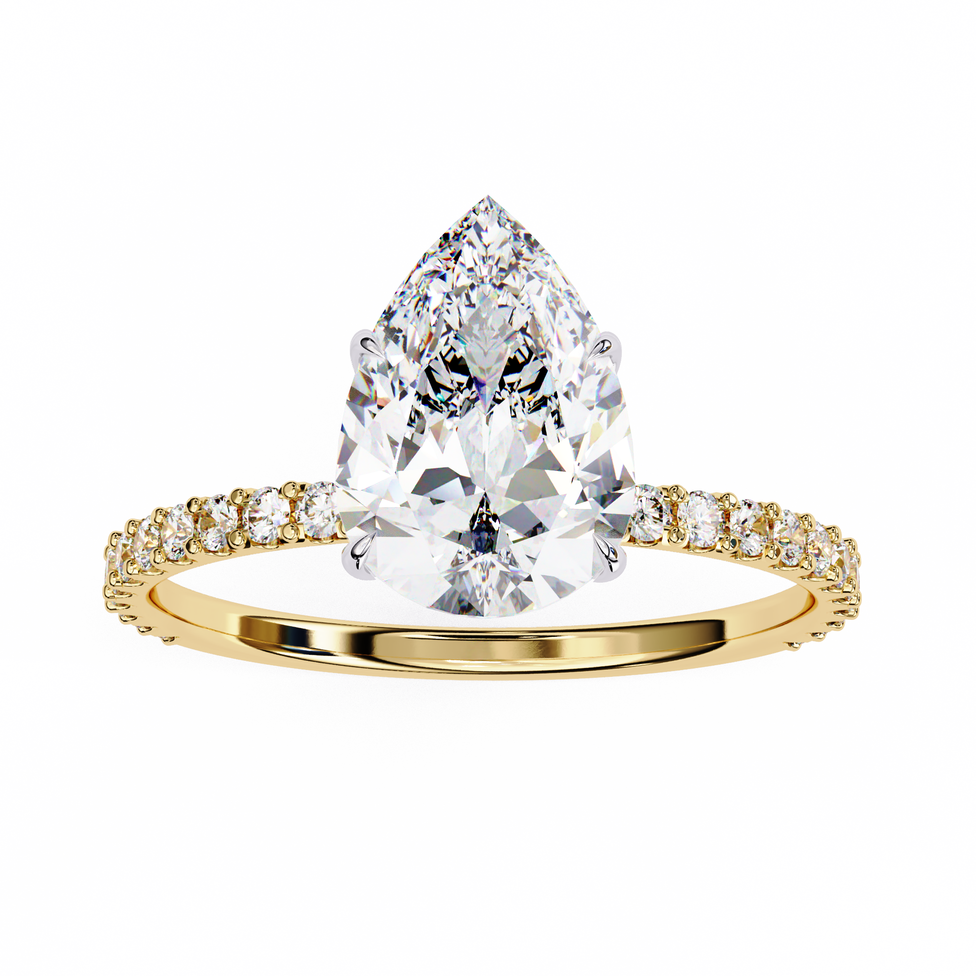 Pear Cut Lab Grown Diamond Engagement Ring – 1.77 CT Hidden Halo Bridal Ring, Solitaire Wedding Jewelry– Lustraa’s Pear Diamond Ring
