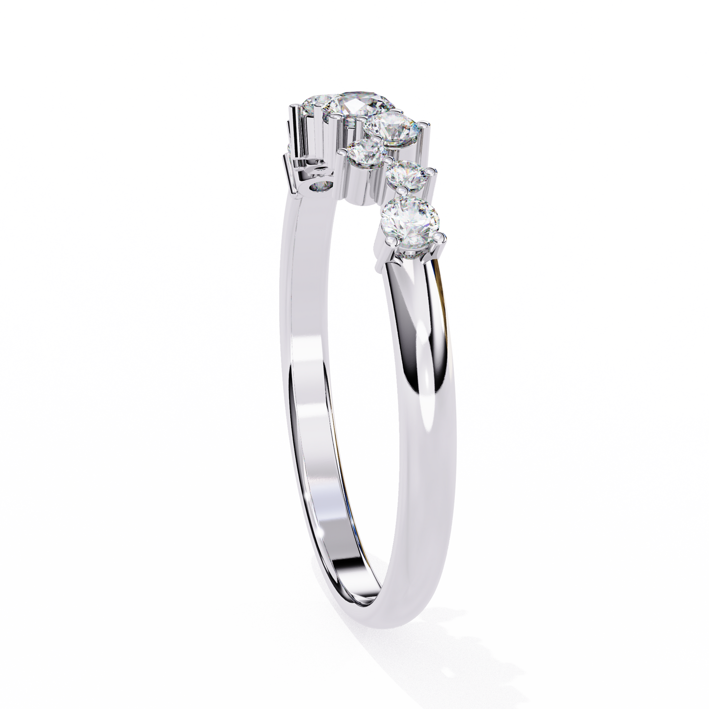 Round Diamond Cluster Halo Half Eternity Ring – Lab Grown Solitaire– Lustraa’s Eternity Ring