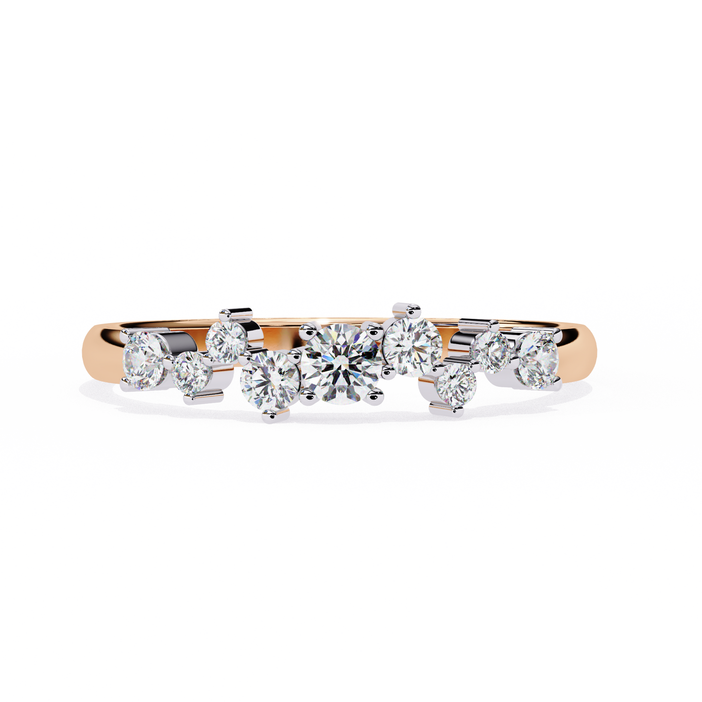 Round Diamond Cluster Halo Half Eternity Ring – Lab Grown Solitaire– Lustraa’s Eternity Ring