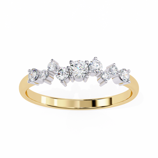 Round Diamond Cluster Halo Half Eternity Ring – Lab Grown Solitaire– Lustraa’s Eternity Ring