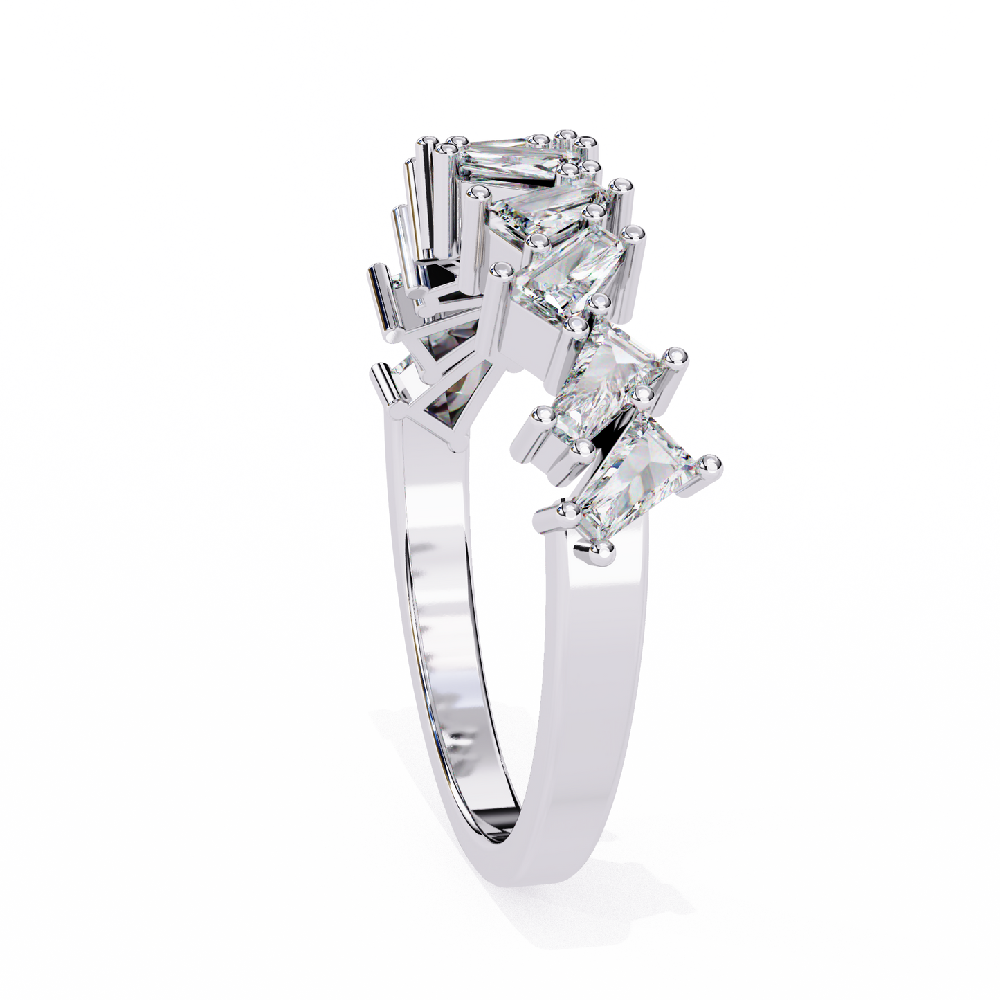 Modern Baguette Diamond Half Eternity Ring – Lab Grown Baguette Diamonds Band– Lustraa’s Eternity Ring