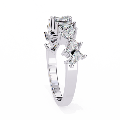 Modern Baguette Diamond Half Eternity Ring – Lab Grown Baguette Diamonds Band– Lustraa’s Eternity Ring