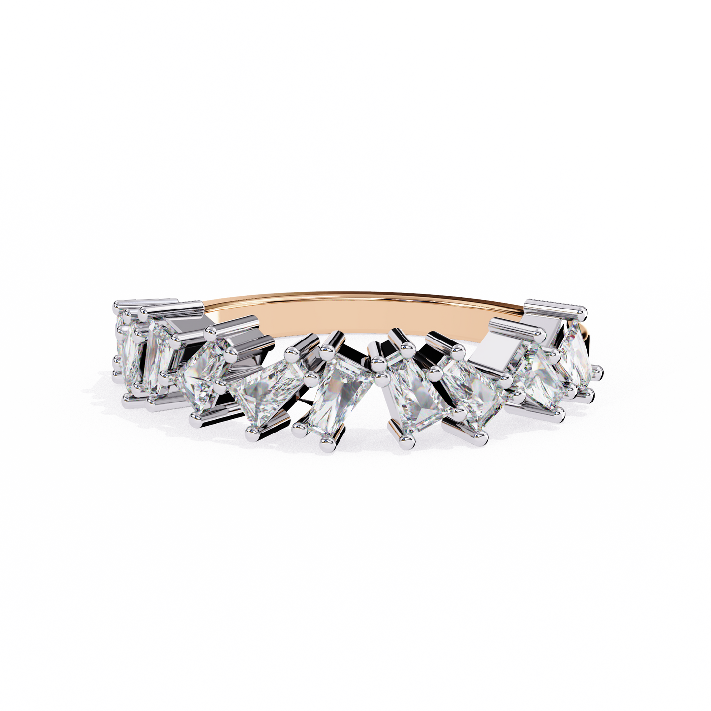 Modern Baguette Diamond Half Eternity Ring – Lab Grown Baguette Diamonds Band– Lustraa’s Eternity Ring