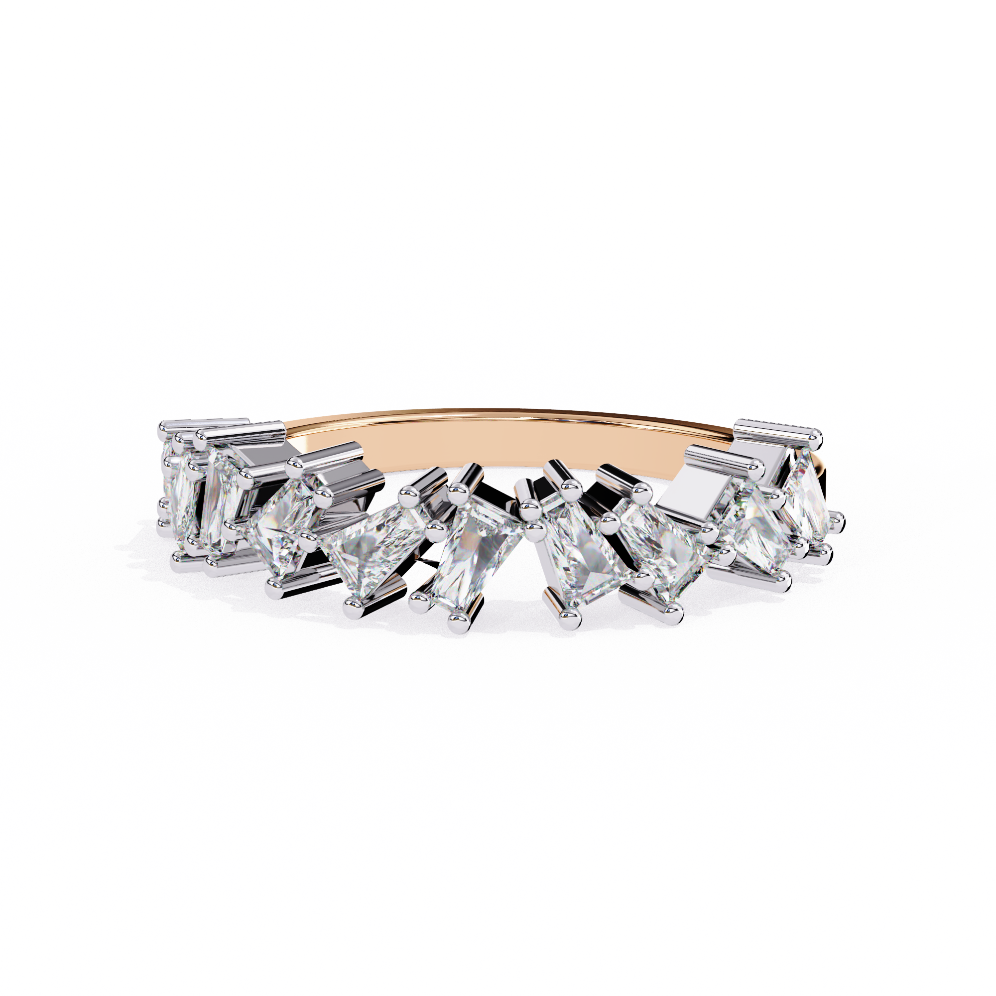 Baguette Diamond Half Eternity Ring – Lab Grown Modern Baguette Diamonds Band– Lustraa’s Eternity Ring