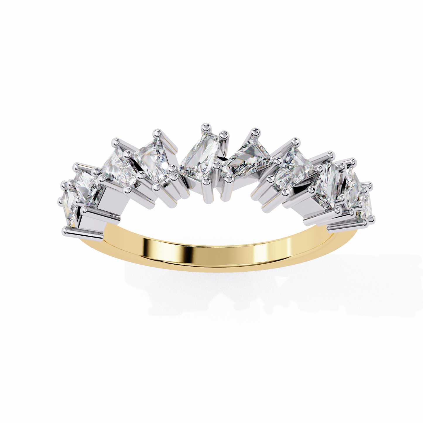 Modern Baguette Diamond Half Eternity Ring – Lab Grown Baguette Diamonds Band– Lustraa’s Eternity Ring