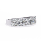 Radiant & Round Diamond Stacked Ring – Double Band Lab Grown Half Eternity Statement Bridal Ring – Lustraa’s Eternity Ring