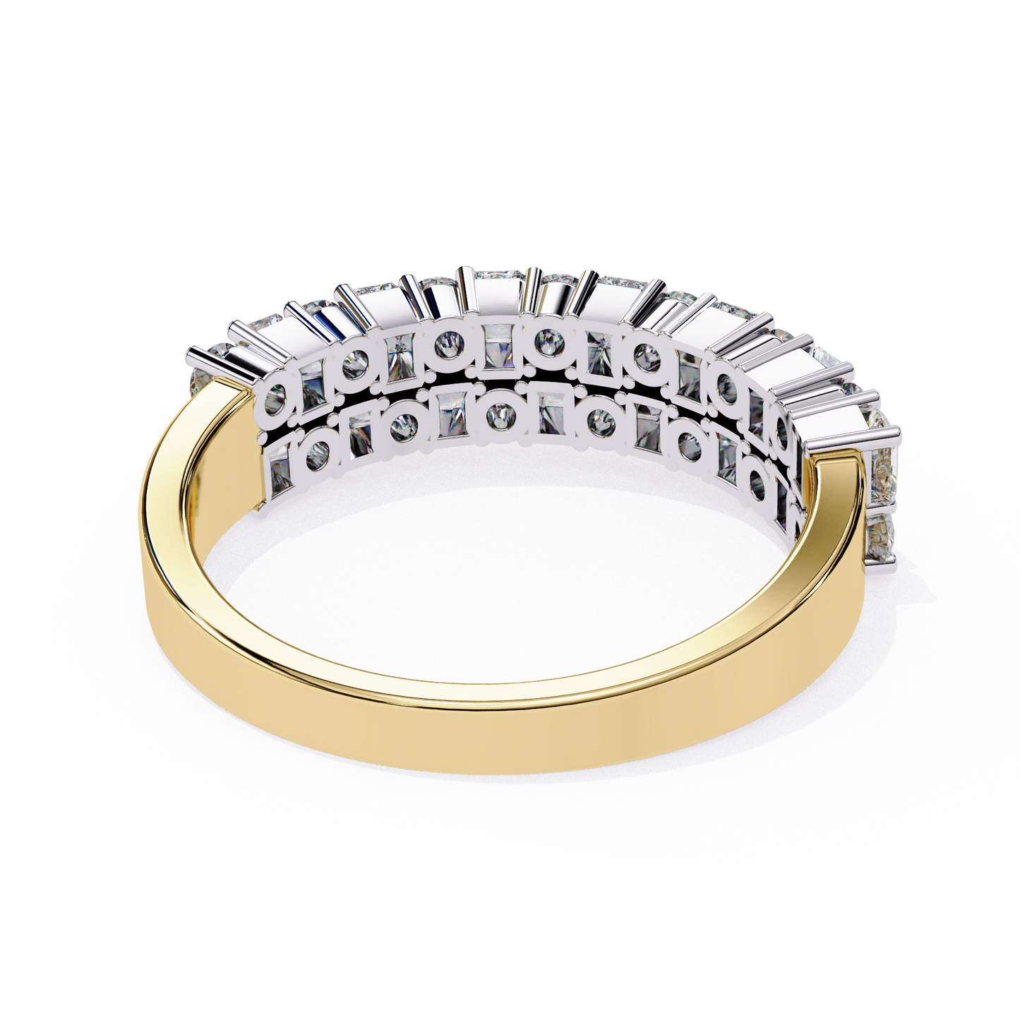 Radiant and Round Diamond Stacked Ring – Double Band Half Eternity Statement Engagement Ring – Lustraa’s Eternity Ring