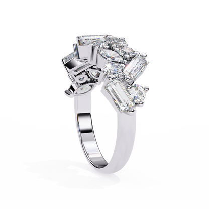 Multi Stone Cluster Diamond Ring – Half Eternity Engagement Statement Ring– Lustraa’s Eternity Ring
