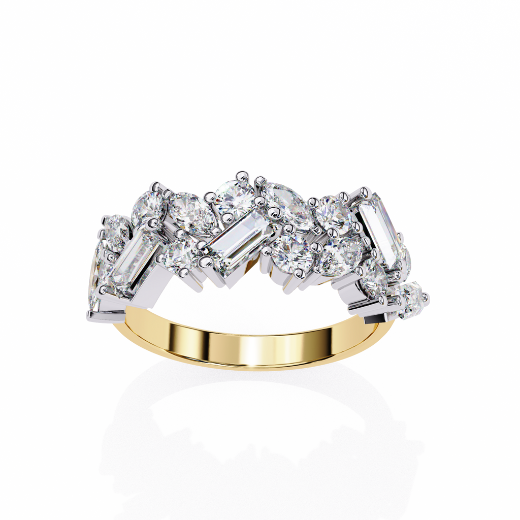 Multi Stone Cluster Diamond Ring – Lab Grown Half Eternity Statement Engagement Bridal Ring– Lustraa’s Eternity Ring