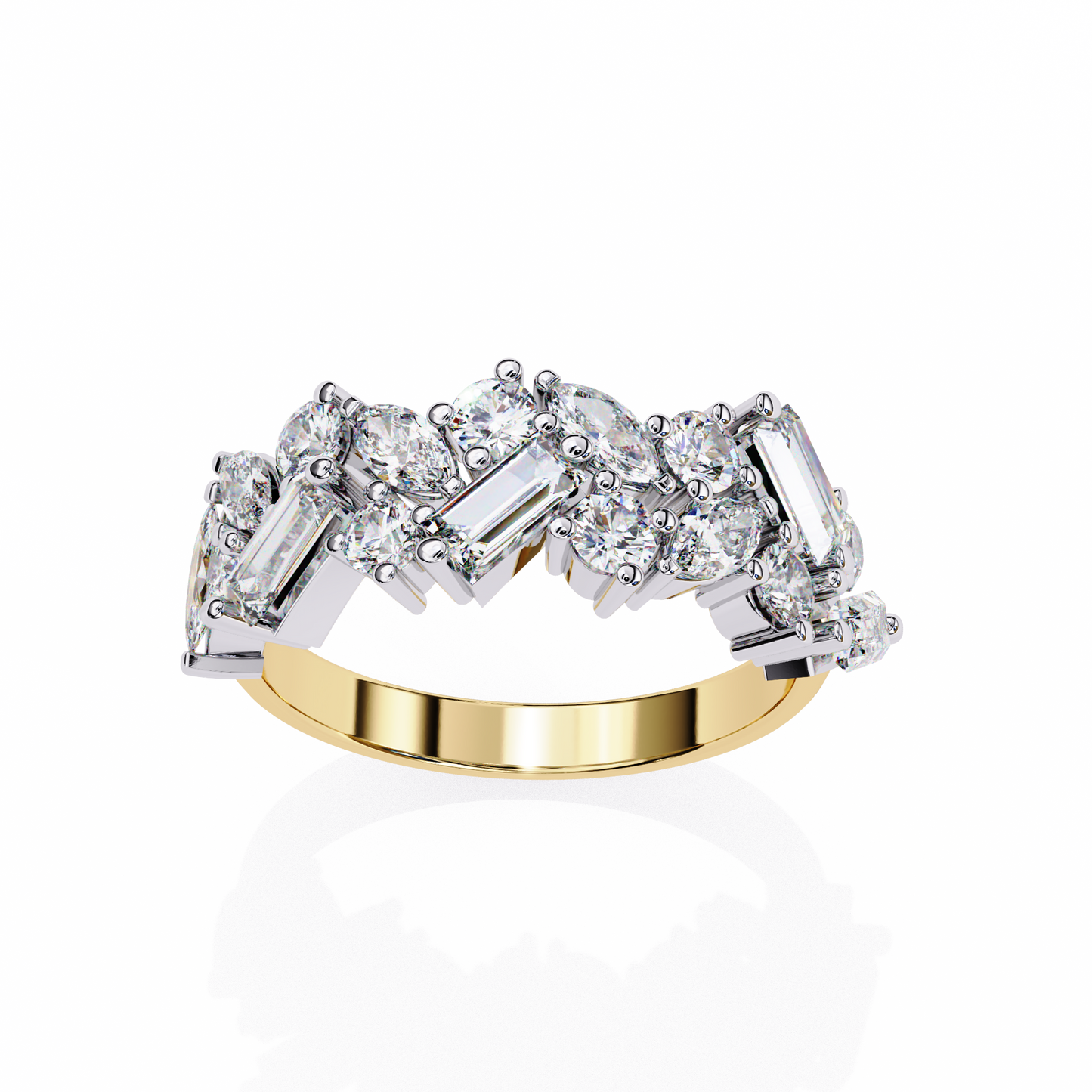 Multi Stone Cluster Diamond Ring – Half Eternity Engagement Statement Ring– Lustraa’s Eternity Ring