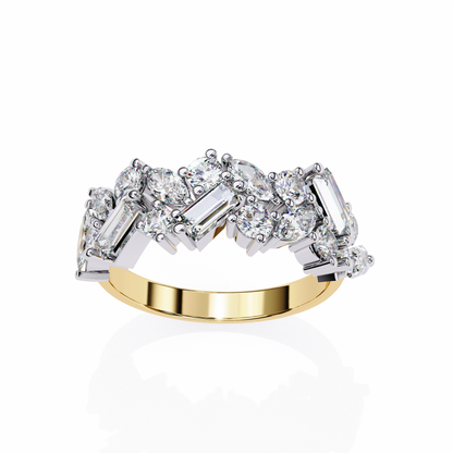 Multi Stone Cluster Diamond Ring – Half Eternity Engagement Statement Ring– Lustraa’s Eternity Ring