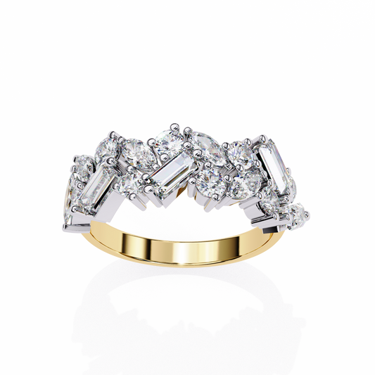 Multi Stone Cluster Diamond Ring – Half Eternity Engagement Statement Ring– Lustraa’s Eternity Ring