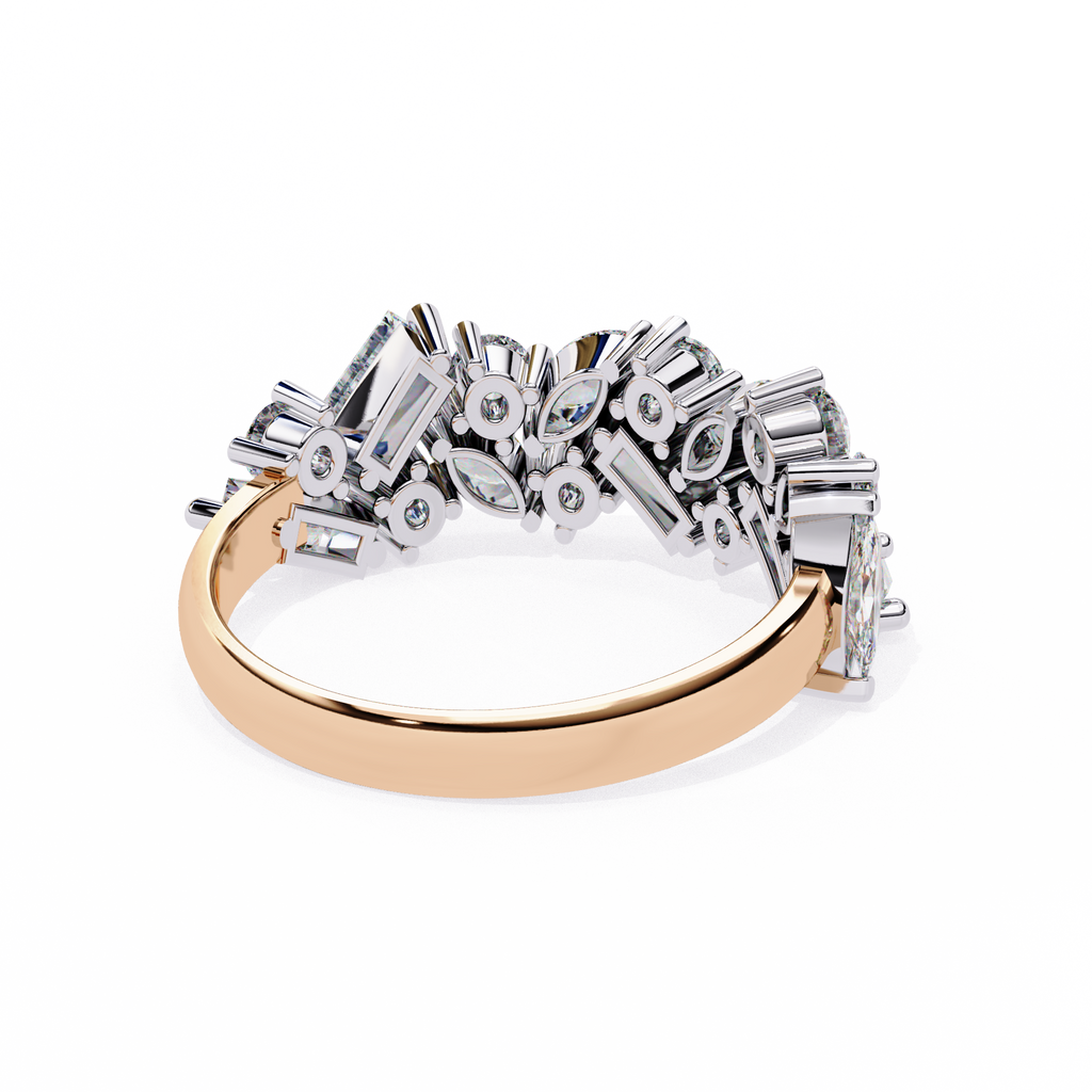 Multi Stone Cluster Diamond Ring – Lab Grown Half Eternity Statement Engagement Bridal Ring– Lustraa’s Eternity Ring