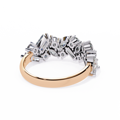 Multi Stone Cluster Diamond Ring – Half Eternity Engagement Statement Ring– Lustraa’s Eternity Ring