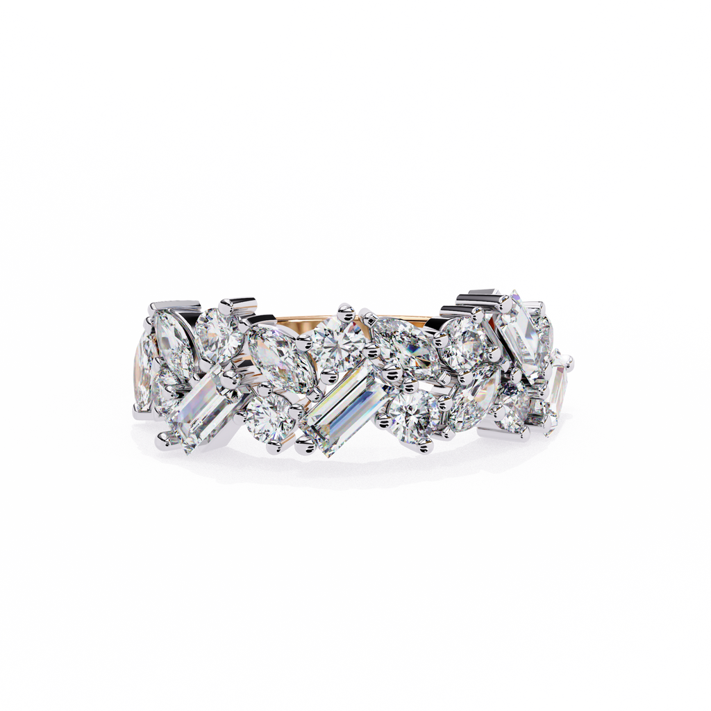 Multi Stone Cluster Diamond Ring – Lab Grown Half Eternity Statement Engagement Bridal Ring– Lustraa’s Eternity Ring