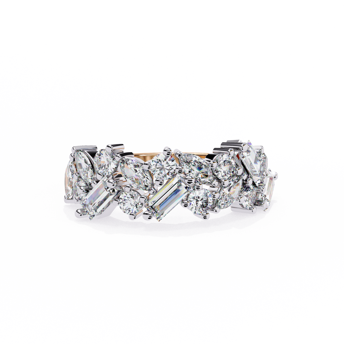 Multi Stone Cluster Diamond Ring – Half Eternity Engagement Statement Ring– Lustraa’s Eternity Ring