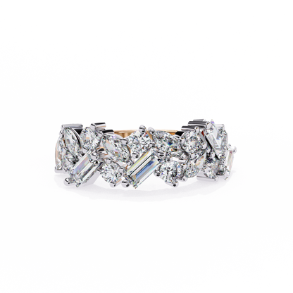 Multi Stone Cluster Diamond Ring – Half Eternity Engagement Statement Ring– Lustraa’s Eternity Ring