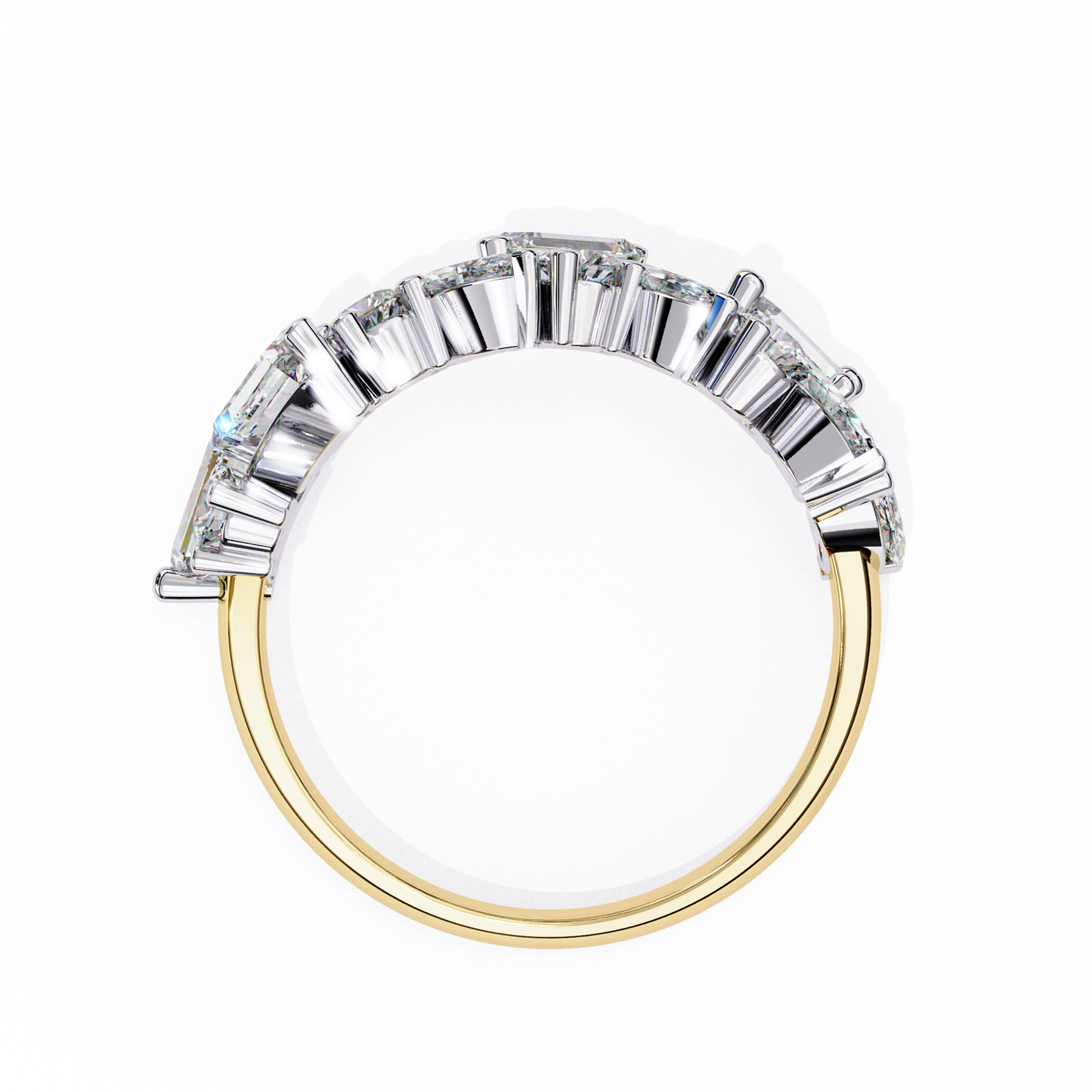 Multi Stone Cluster Diamond Ring – Half Eternity Engagement Statement Ring– Lustraa’s Eternity Ring