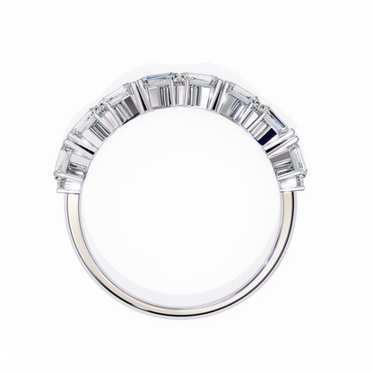 Round and Baguette Cluster Diamond Half Eternity Ring – Multi Stone Engagement Statement Ring– Lustraa’s Eternity Ring