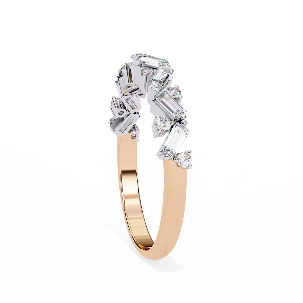 Round & Baguette Cluster Diamond Ring – Lab Grown Half Eternity Multi Stone Statement Engagement Ring– Lustraa’s Eternity Ring