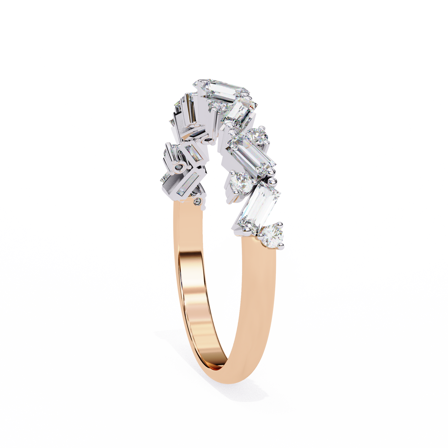 Round and Baguette Cluster Diamond Half Eternity Ring – Multi Stone Engagement Statement Ring– Lustraa’s Eternity Ring